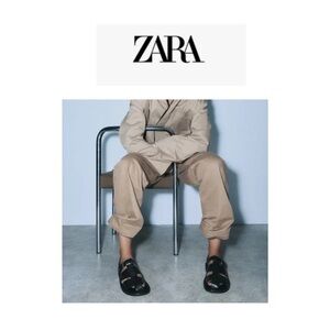 🆕Zara Black Faux Fur Lined Flat Cage Sandals 9/40🆕